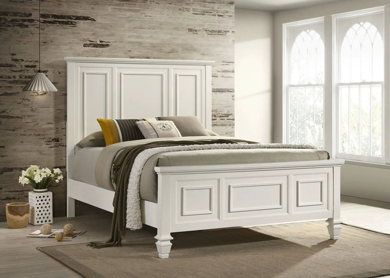 Sandy Beach Wood Queen Panel Bed Cream White by Unique Piece Furniture