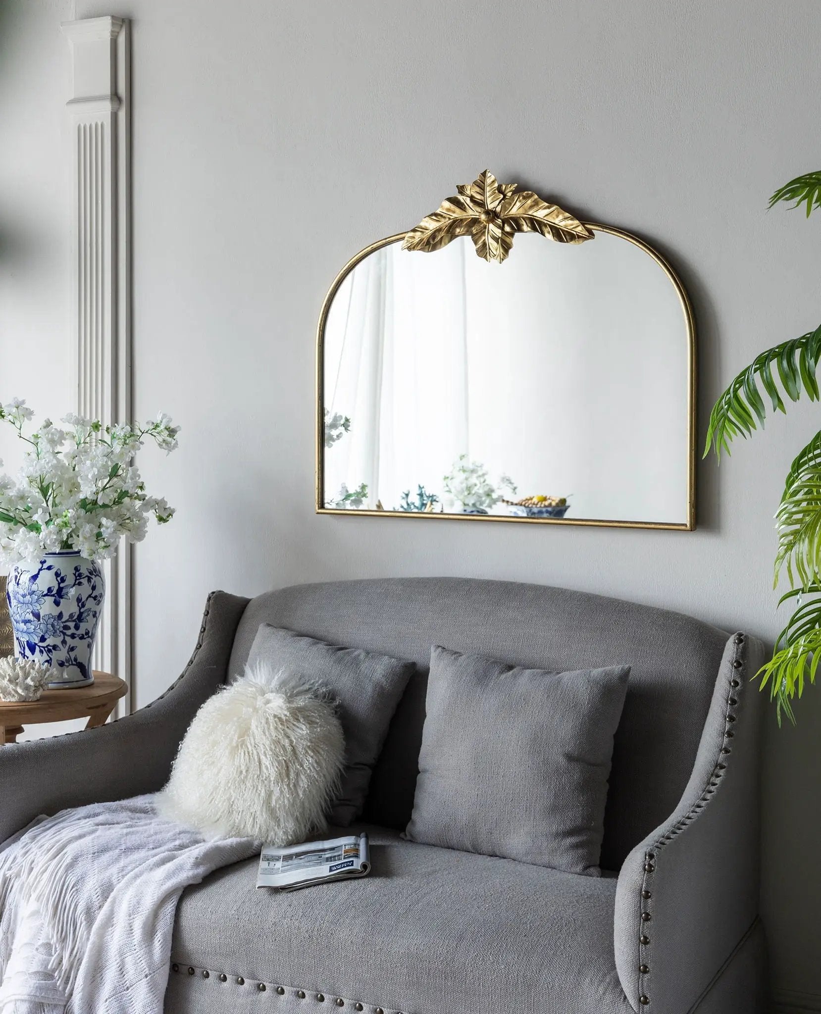 Arched Wall Mirror With Metal Frame, Wall Mirror For Living Room by Unique Piece Furniture