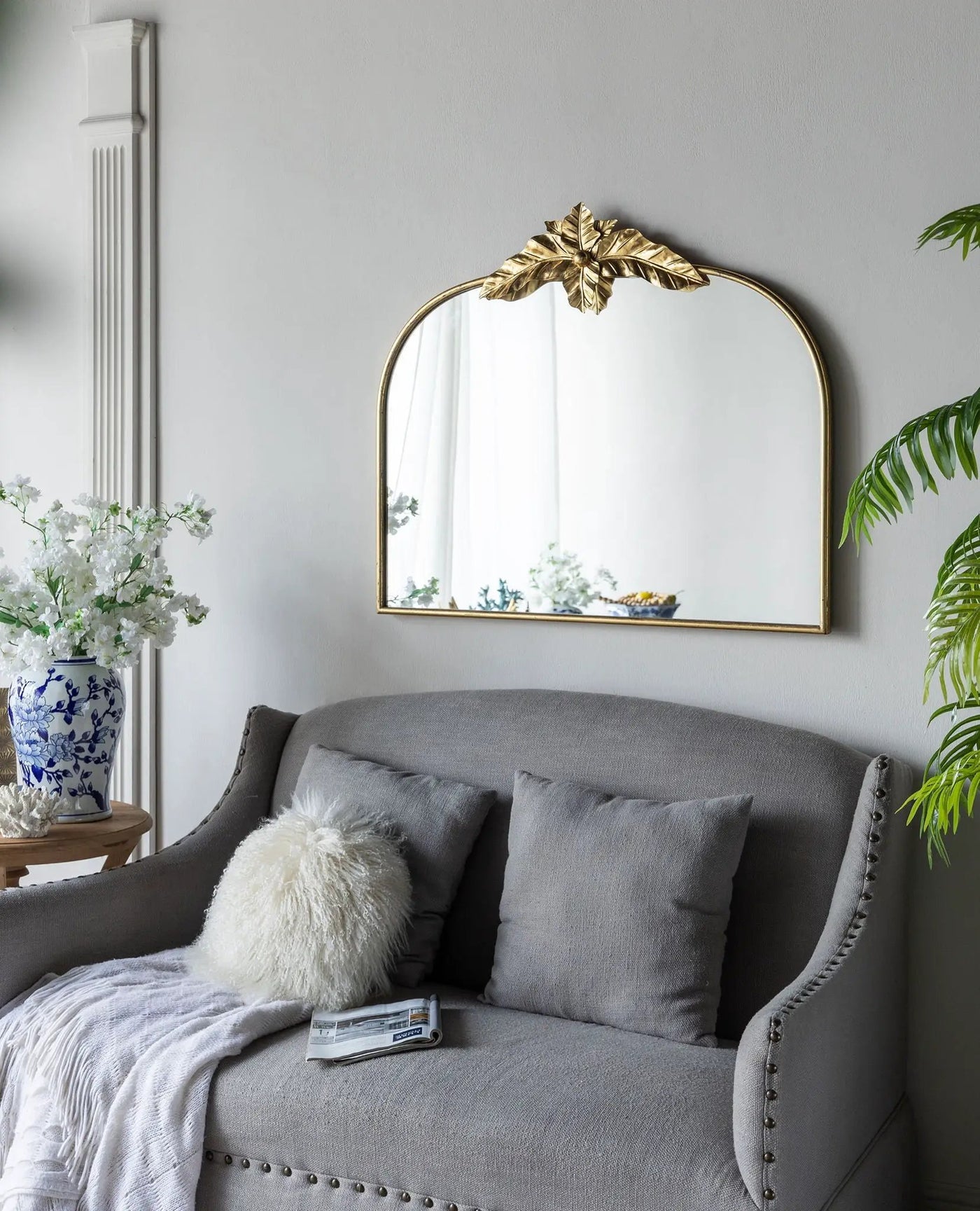 Arched Wall Mirror With Metal Frame, Wall Mirror For Living Room by HouseOfZazla