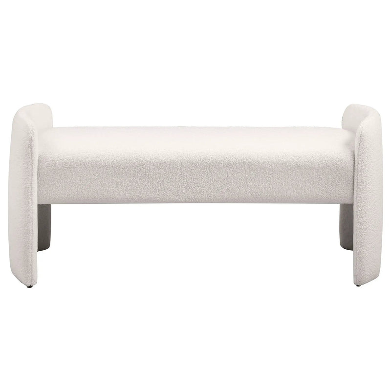 Peoria Velvet Upholstered Accent Bench Ivory by Unique Piece Furniture