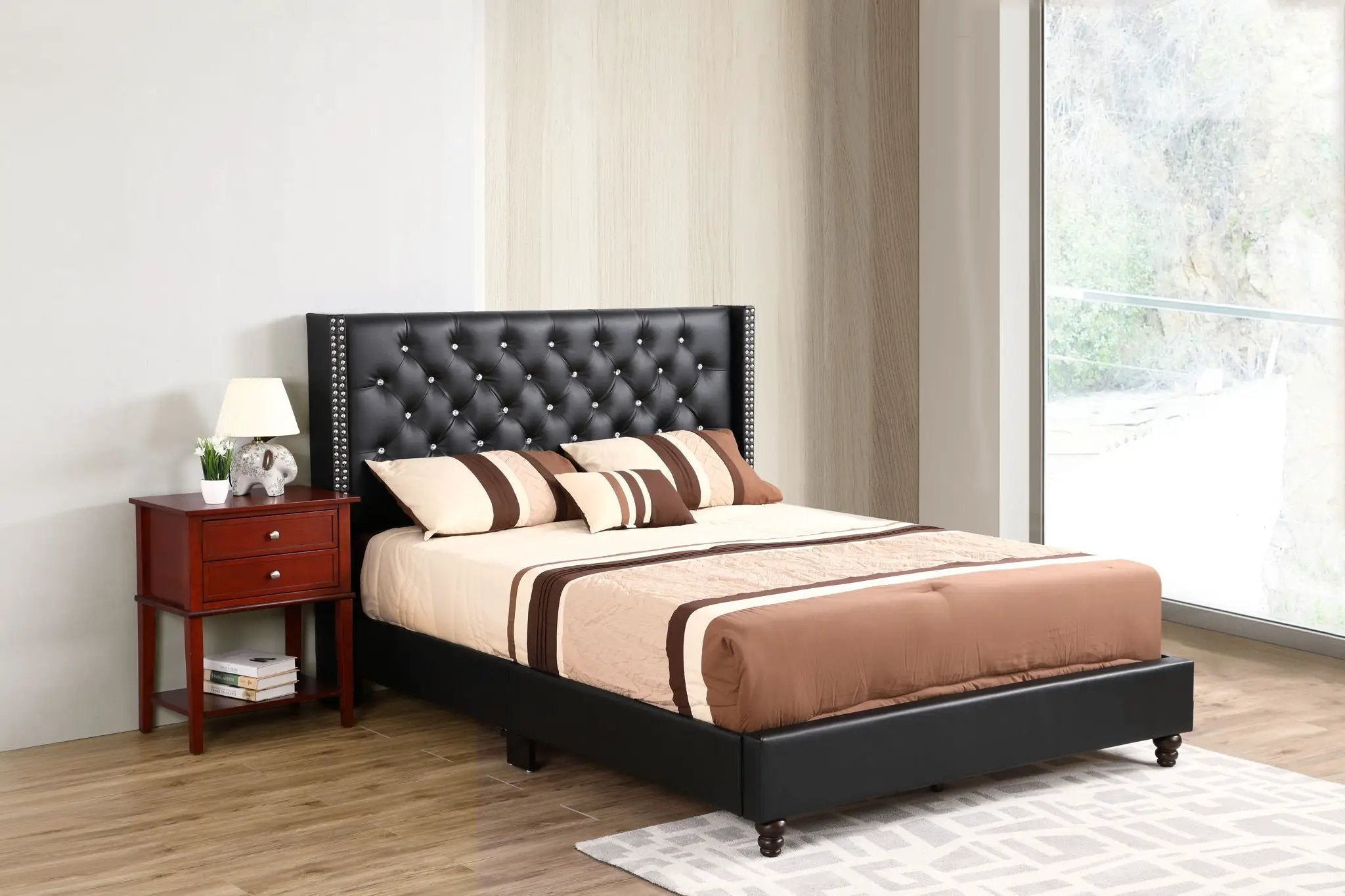 Upholstered Nailhead Trim Chic Bed by Unique Piece Furniture