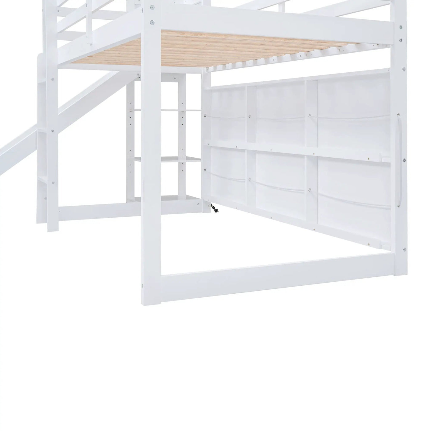 House Loft Bed With Slide, Storage Shelves And Light, Climbing Ramp by HouseOfZazla