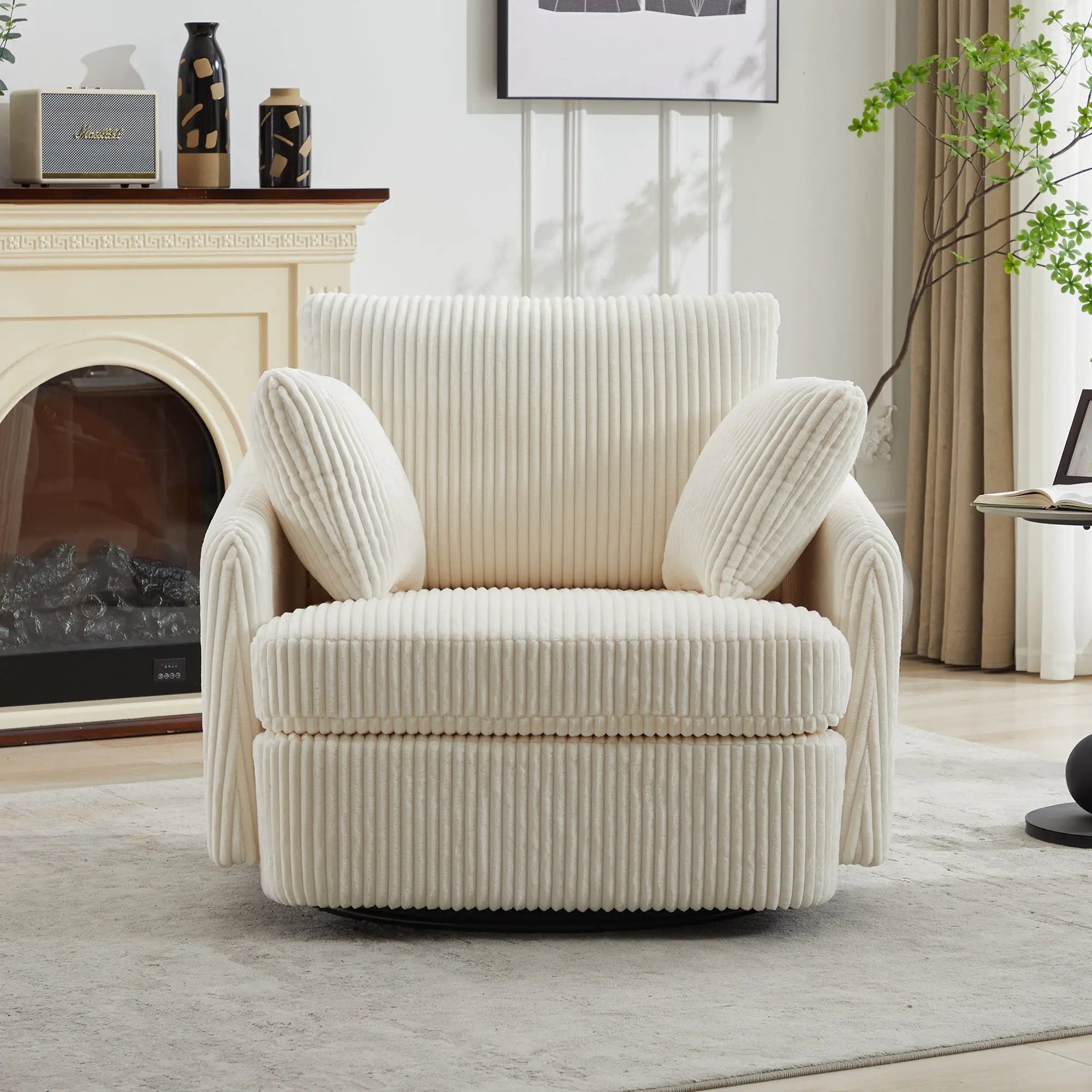 40.55''W Swivel Accent Chair with 2 Throw Pillows by HouseOfZazla