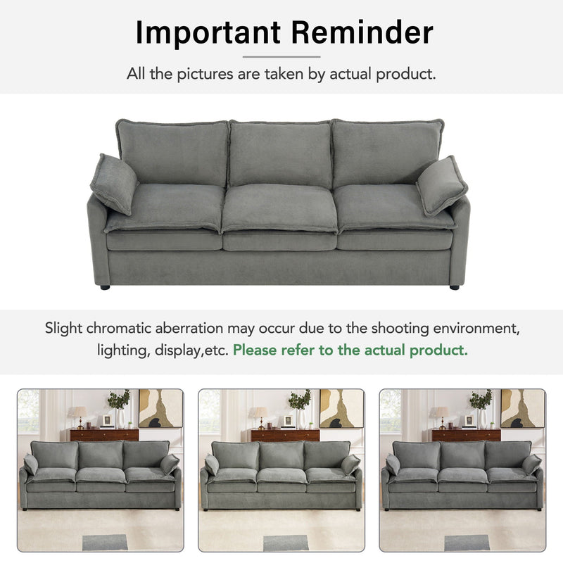 Modern 3 Seater Sofa With Side Storage Pockets For Living Room by HouseOfZazla