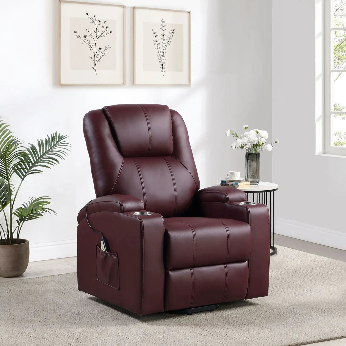 Macklin - Power Lift Massage Recliner With Heat And Dual Cupholders by Unique Piece Furniture