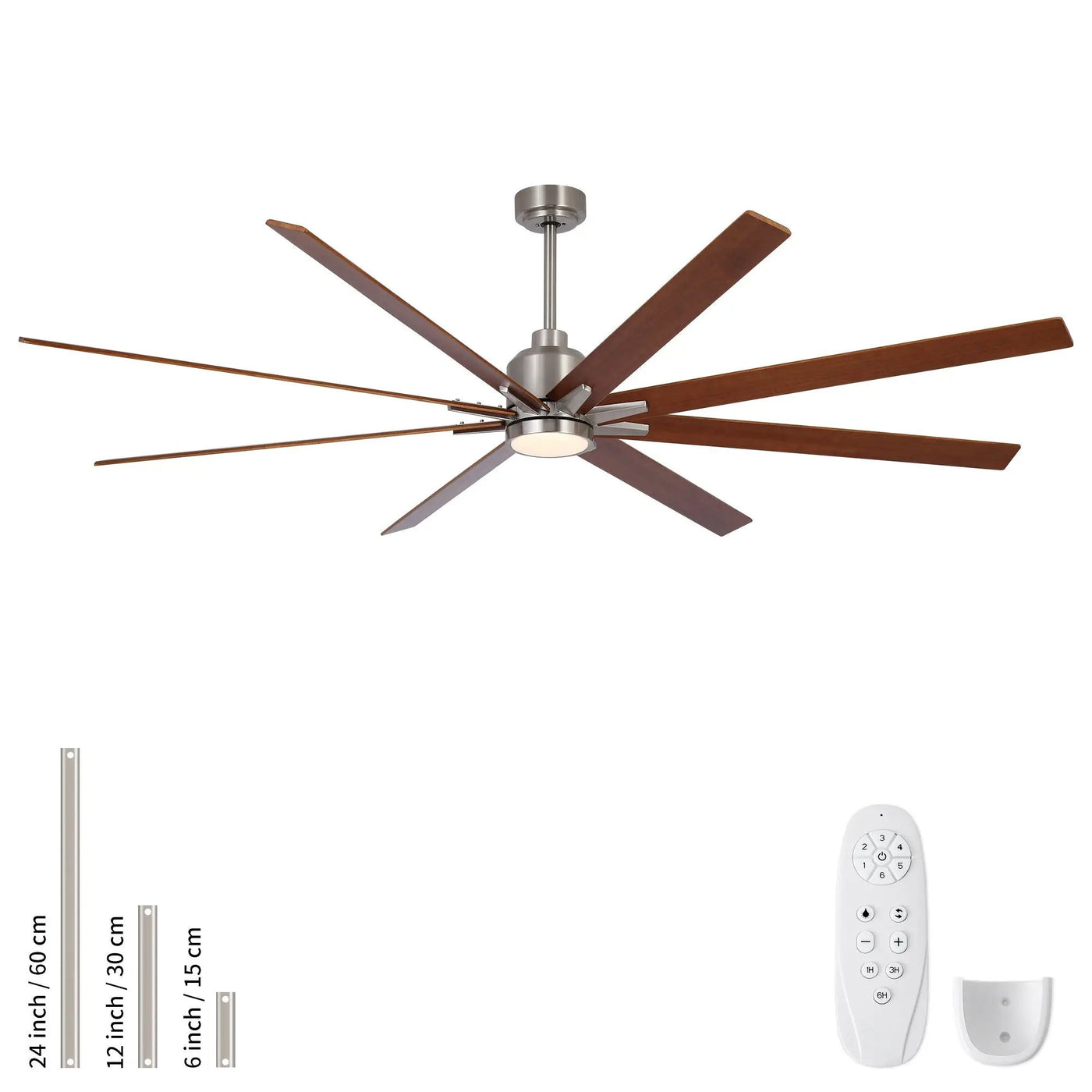 Oversized Large Ceiling Fan With Dimmable LED Light, 8 Blades, Remote Control by HouseOfZazla