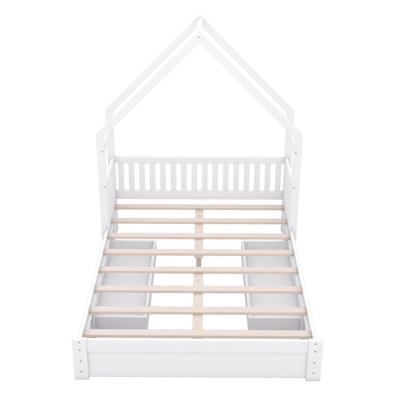 House Style Platform Bed With Guardrail And 2 Drawers by HouseOfZazla