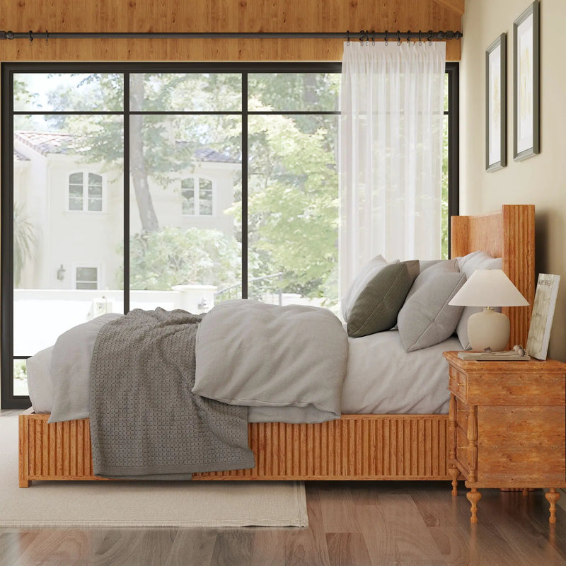 Platform Bed Frame With Headboard, Floor Standing Design by HouseOfZazla