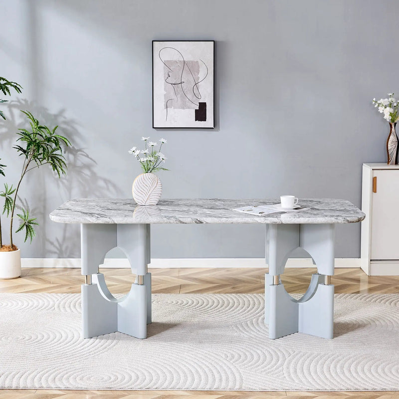 Modern Dining Table With Sleek Hollow-Out Frame And Accents by Unique Piece Furniture