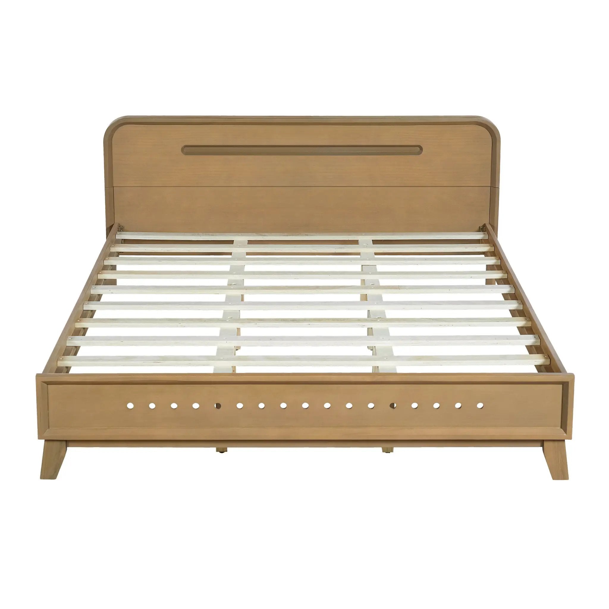 Pine Solid Wood Queen Size Bed, Rustic Yellow by HouseOfZazla