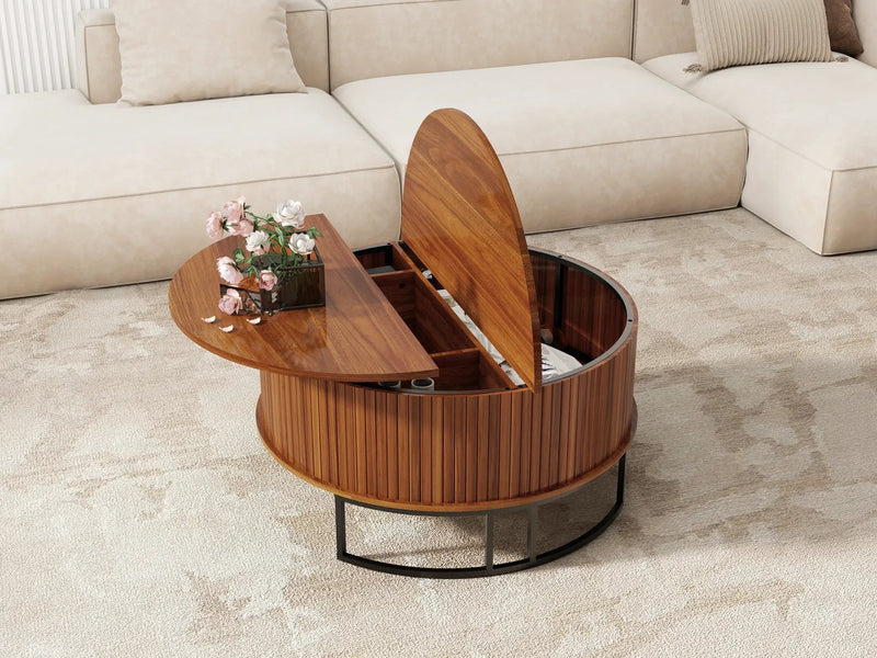 31.5" Round Coffee Table with Storage by HouseOfZazla