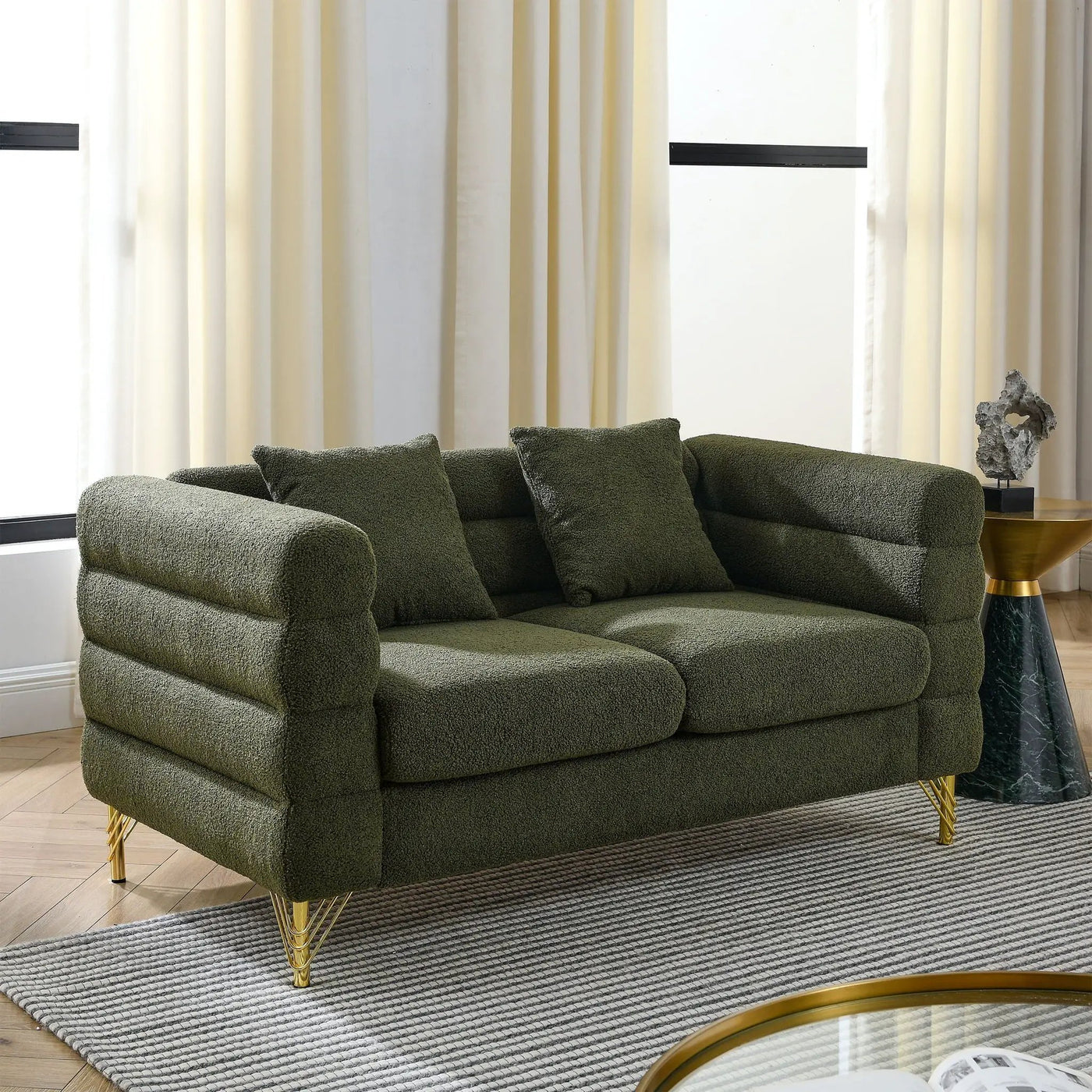 Oversized 2 Seater Sectional Sofa With Deep Seating And 2 Pillows by HouseOfZazla