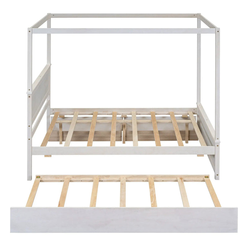 Canopy Platform Bed With Drawers, Support Slats, No Box Spring Needed by HouseOfZazla