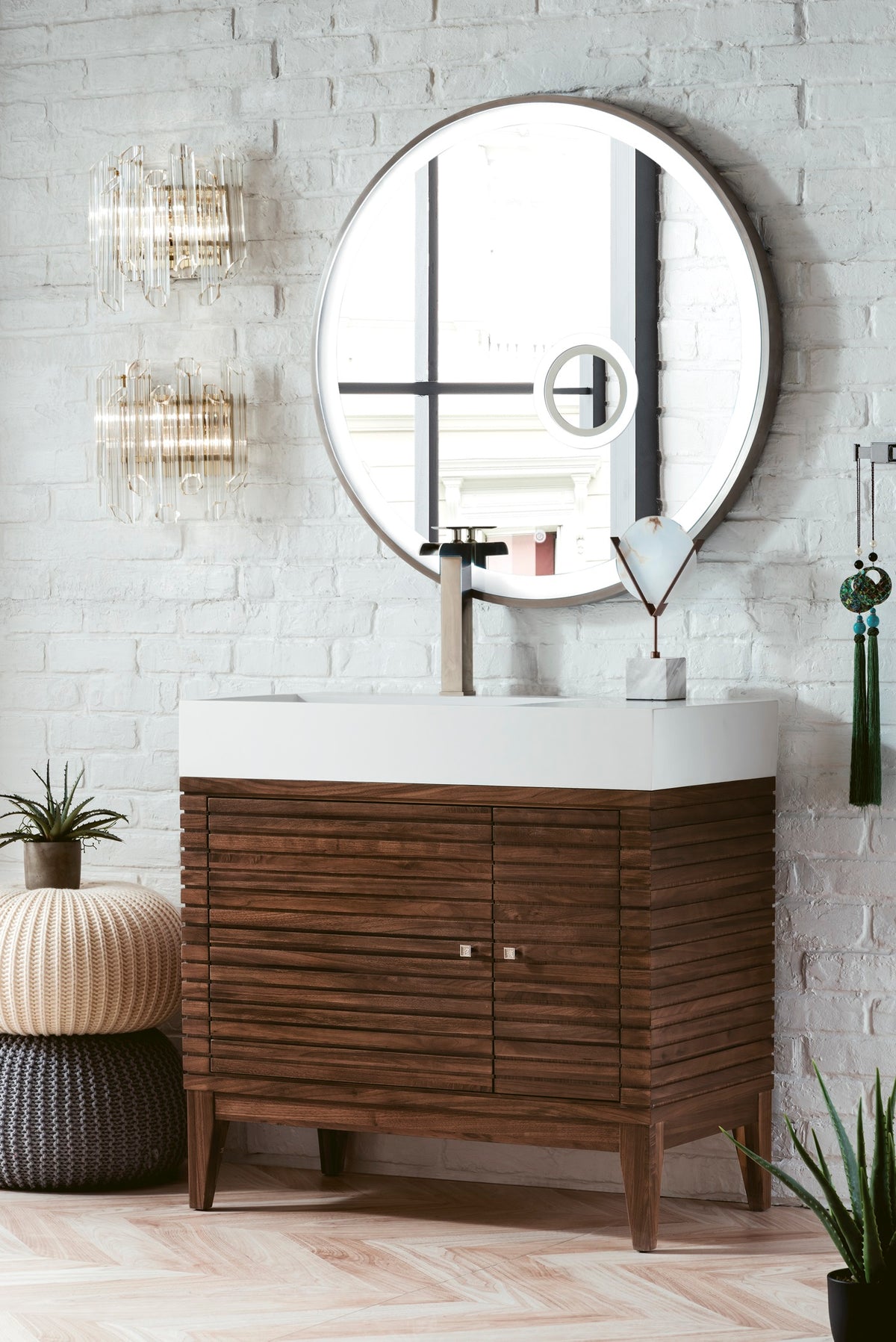 James Martin Linear 36" Single Bathroom Vanity, Mid-Century Walnut, view 3