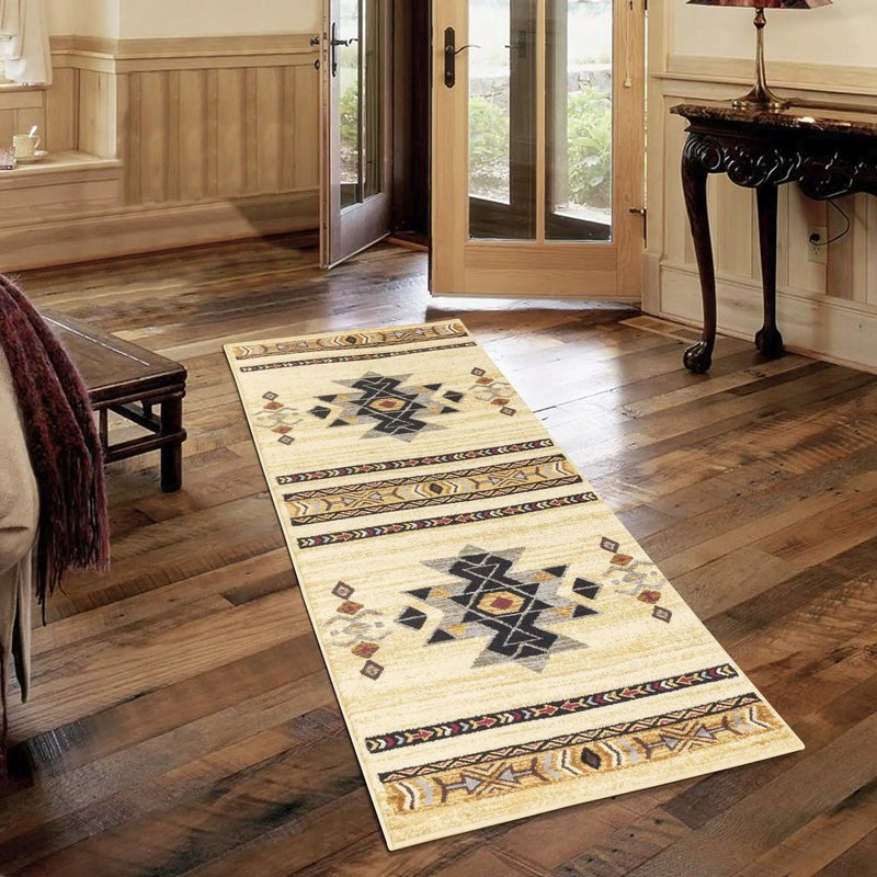 Tribes - 5'3" X 7'3" Southwest Area Rug Polypropylene - Cream by Unique Piece Furniture