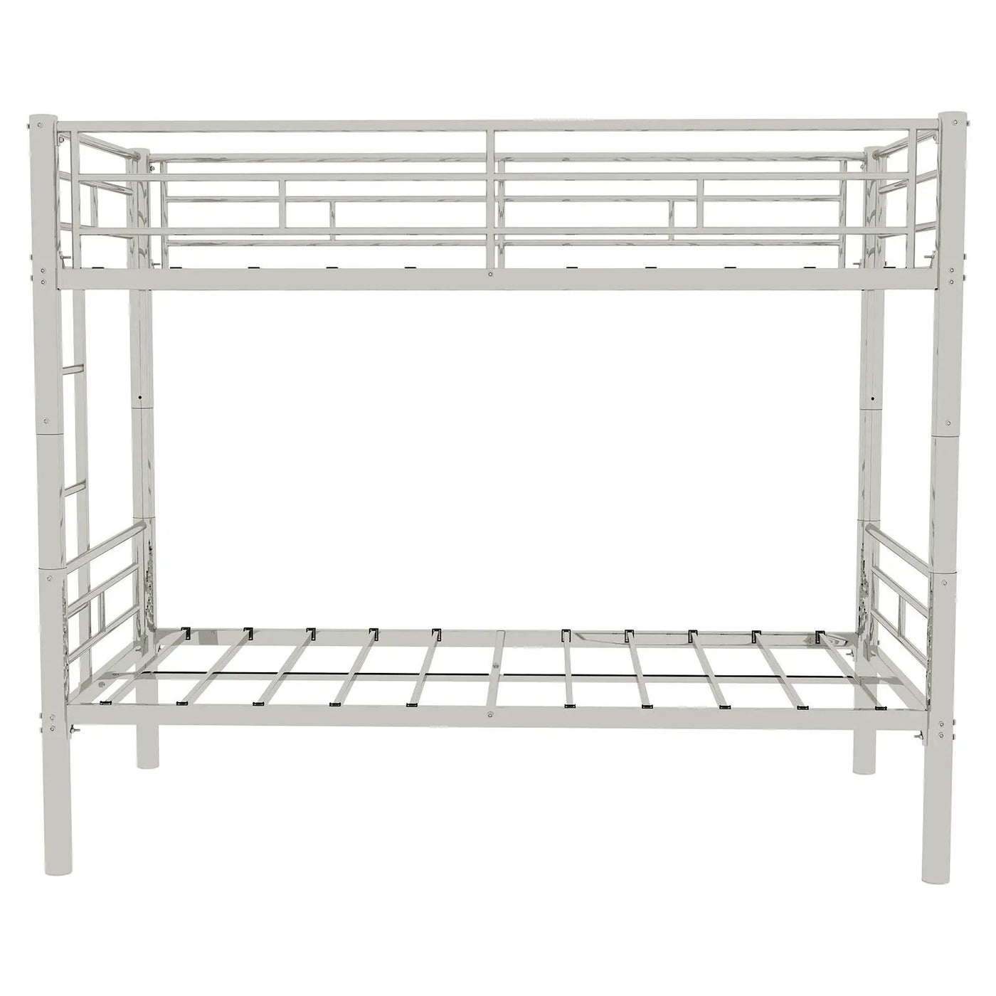 Metal Bunk Bed For Kids, Convertible Bedframe With Ladders & Guardrail by HouseOfZazla