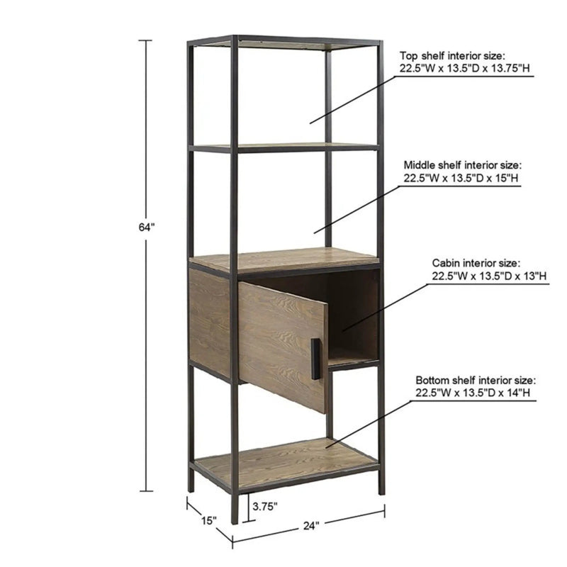 Darley - 3 Shelf Bookcase With Storage Cabinet - Gray by HouseOfZazla