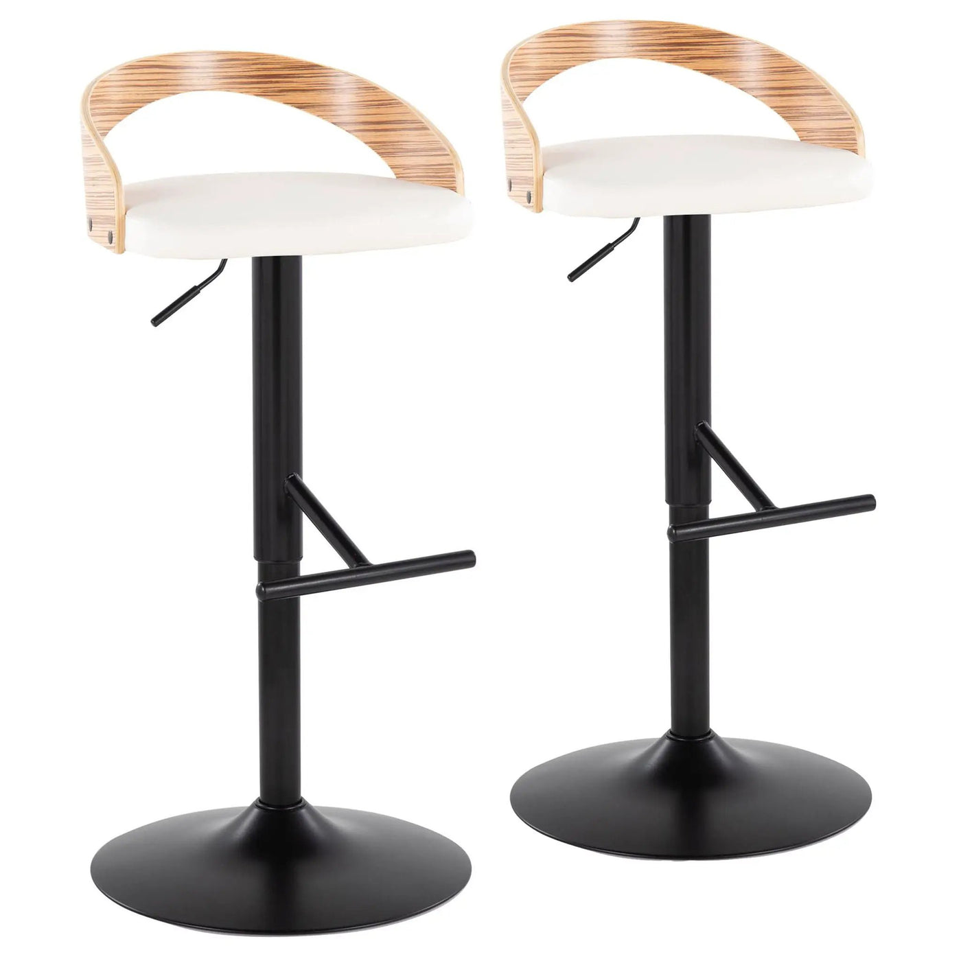 Grotto - Contemporary Adjustable Barstool With Swivel & Straight T Footrest (Set of 2) by HouseOfZazla