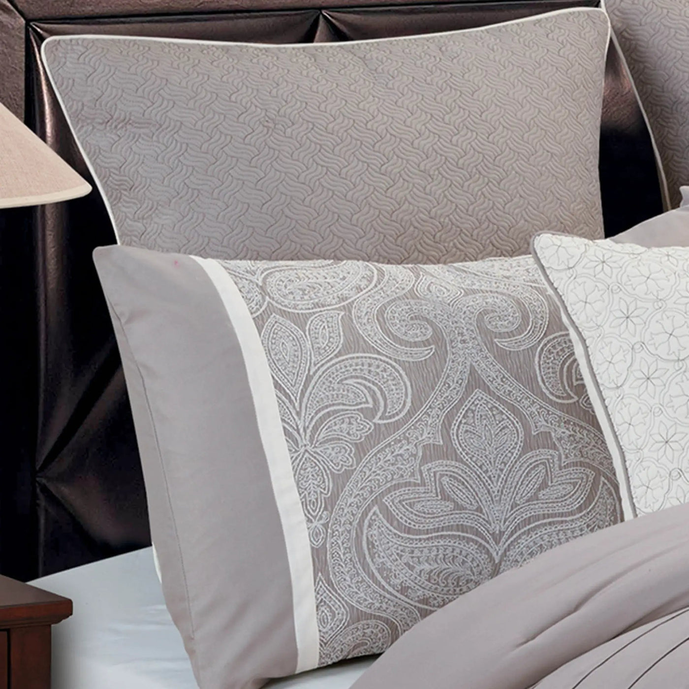 Winthrop Grey Damask Jacquard 9 Pc Comforter Set by HouseOfZazla