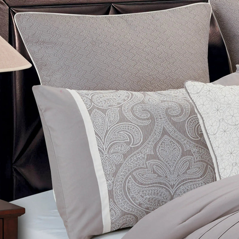 Winthrop Grey Damask Jacquard 9 Pc Comforter Set by HouseOfZazla