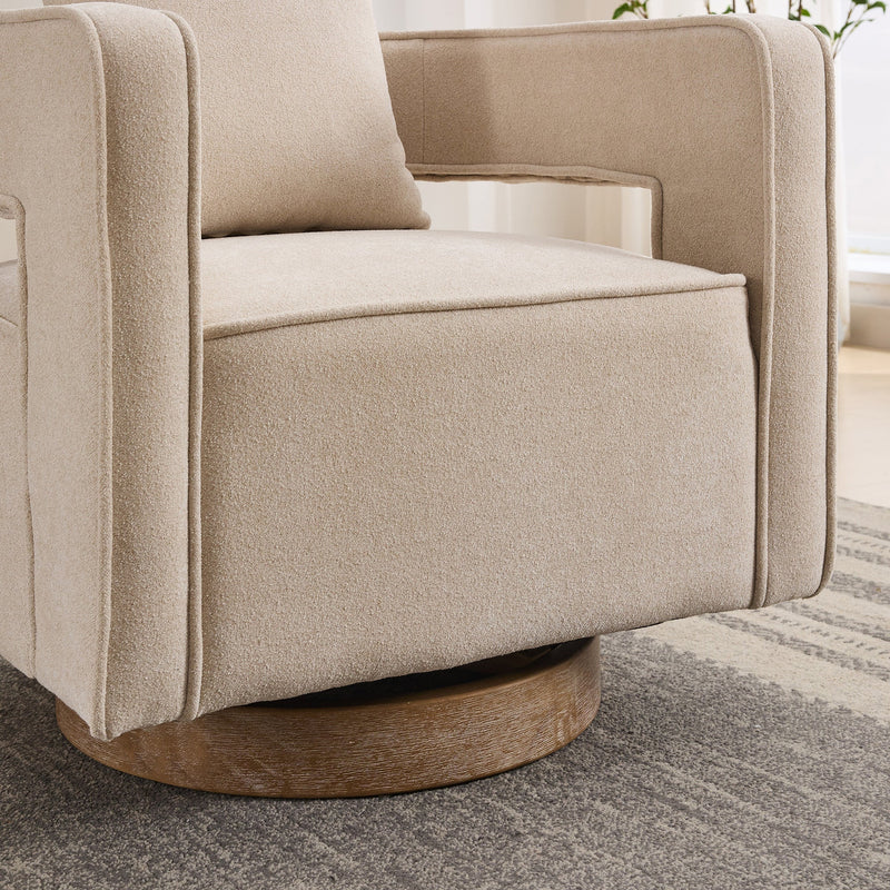 29.1"W Swivel Accent Chair With Weathered Base by HouseOfZazla
