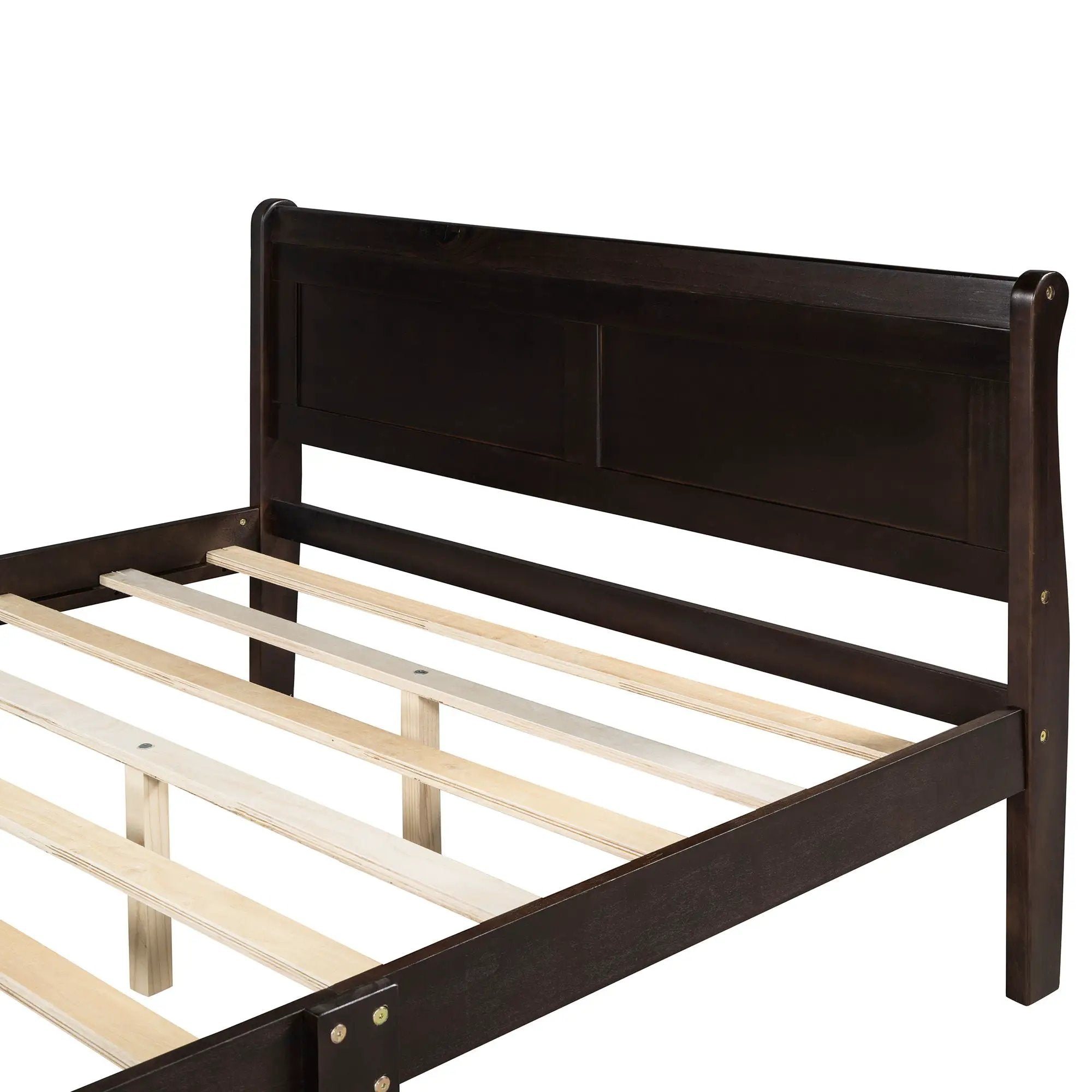 Platform Bed Frame Mattress Foundation Sleigh Bed With Headboard / Footboard / Wood Slat Suppor by HouseOfZazla