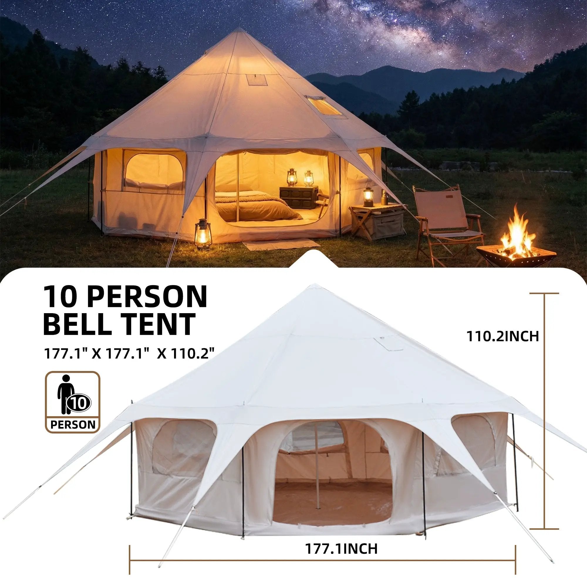 600D Oxford Bell Tent 14.8ft*9.2ft with Stove Jack by HouseOfZazla