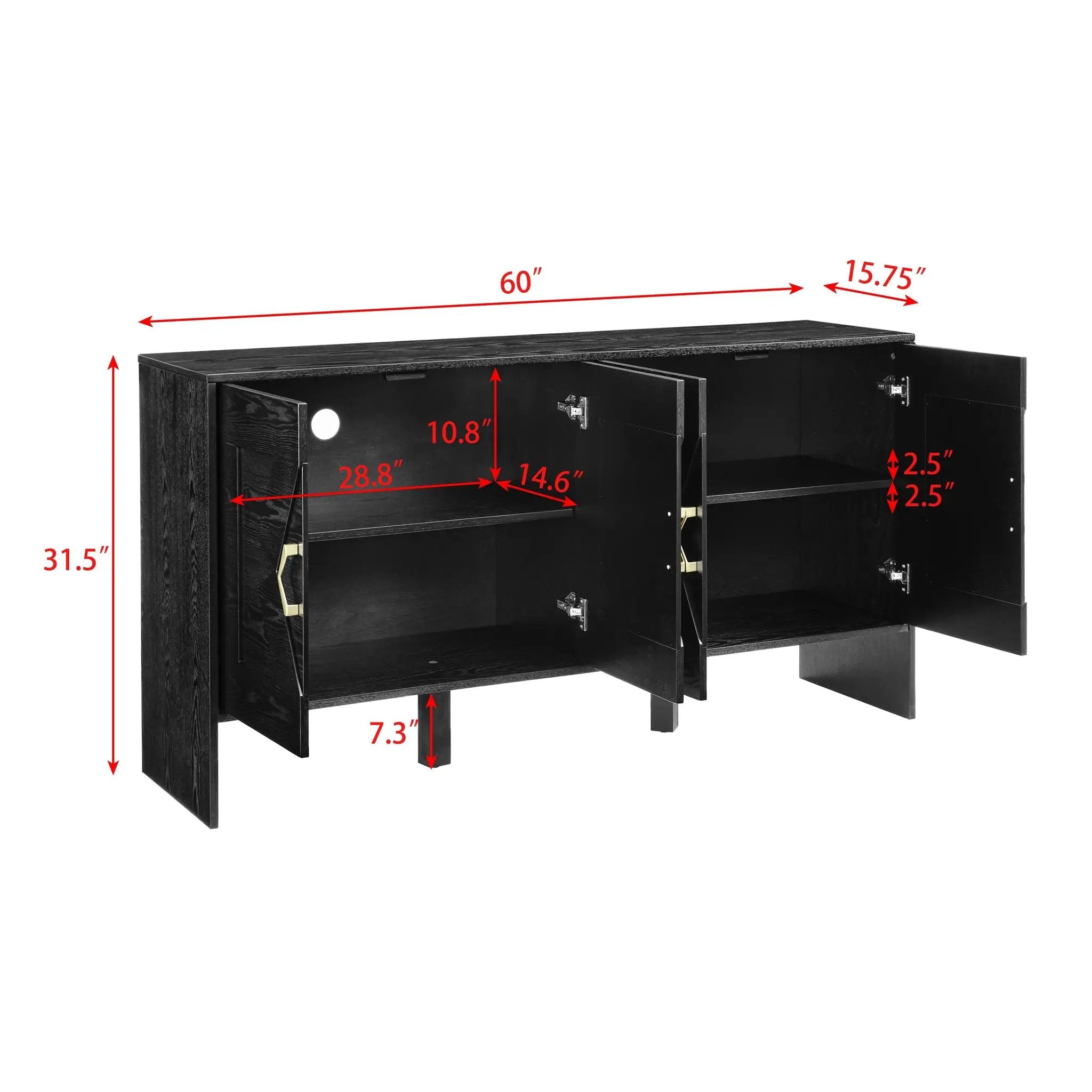 60" Mid Century Modern Sideboard Buffet Cabinet with Storage by HouseOfZazla