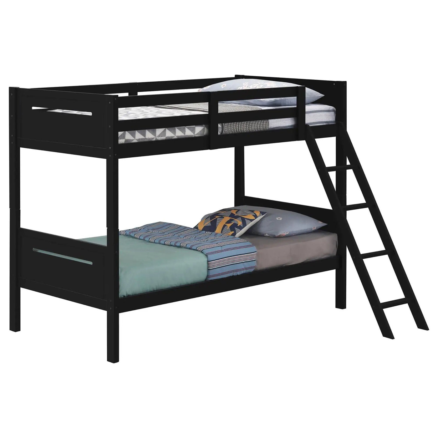 Bunk Bed With Built In Ladder, Safety Guardrails And Angled Access Step by HouseOfZazla