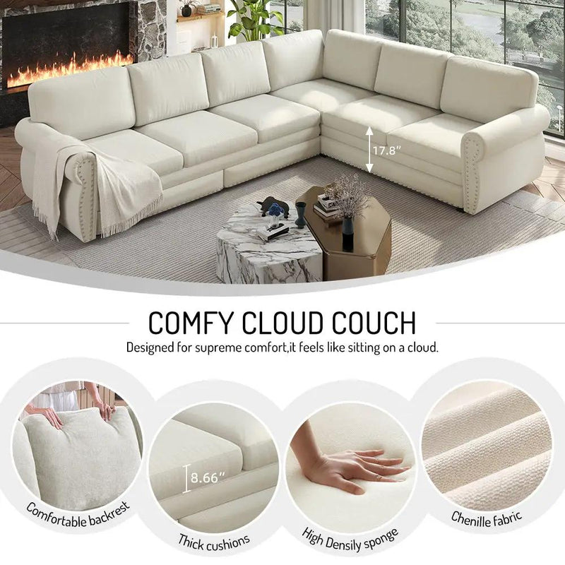 118" L-Shaped Convertible Sofa Bed by HouseOfZazla