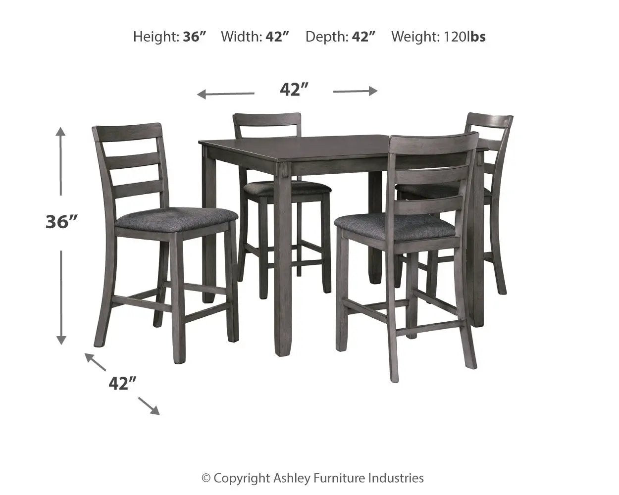 Bridson - Square Counter TBL Set (Set of 5) - Gray by Unique Piece Furniture
