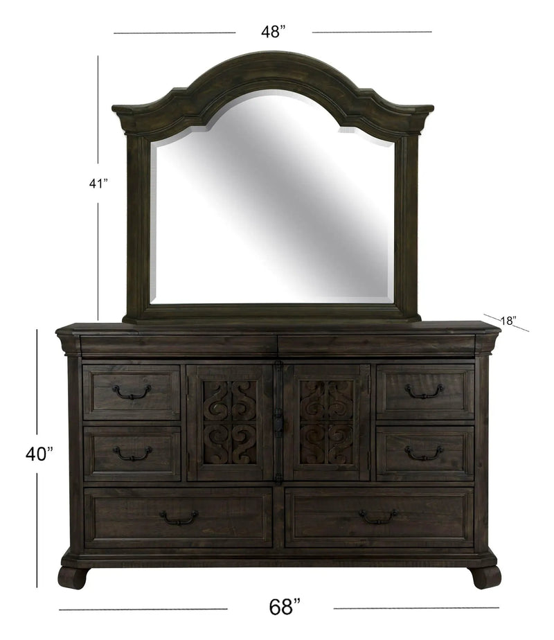 Bellamy - Drawer Dresser With Shaped Mirror - Peppercorn by Unique Piece Furniture