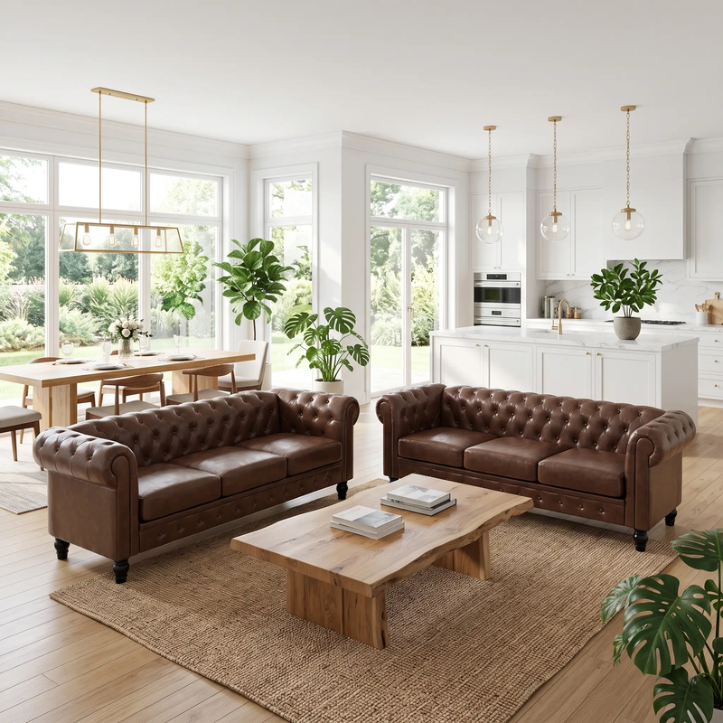 2 Piece Chesterfield Sofa Set by HouseOfZazla