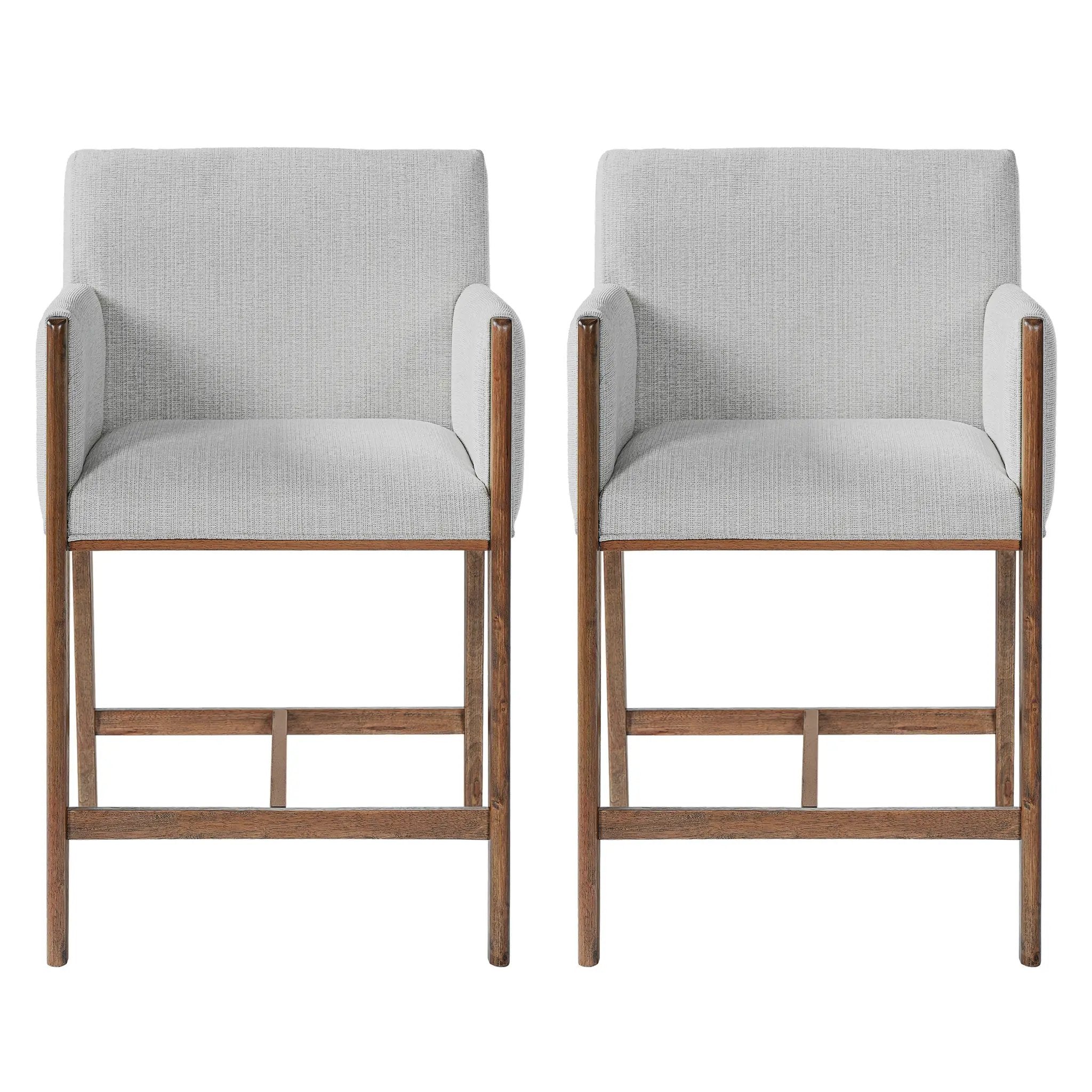 24'' Seat Height Upholstered Counter Stools with Arms for Kitchen Island/Dining Room, Set of 2 by HouseOfZazla