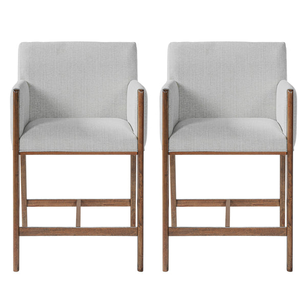 24'' Seat Height Upholstered Counter Stools with Arms for Kitchen Island/Dining Room, Set of 2