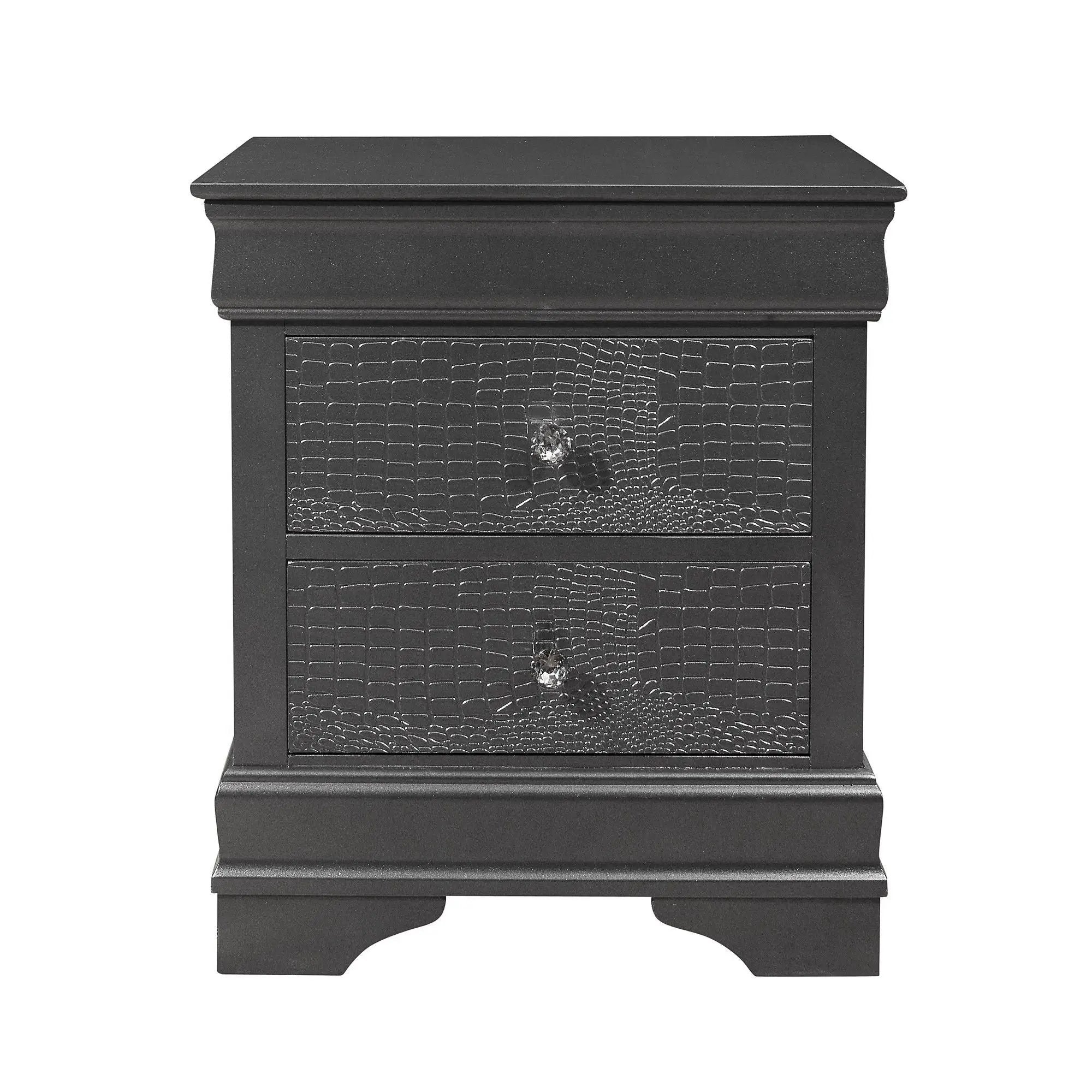 Shaker - Crocodile Metallic Nightstand by Unique Piece Furniture