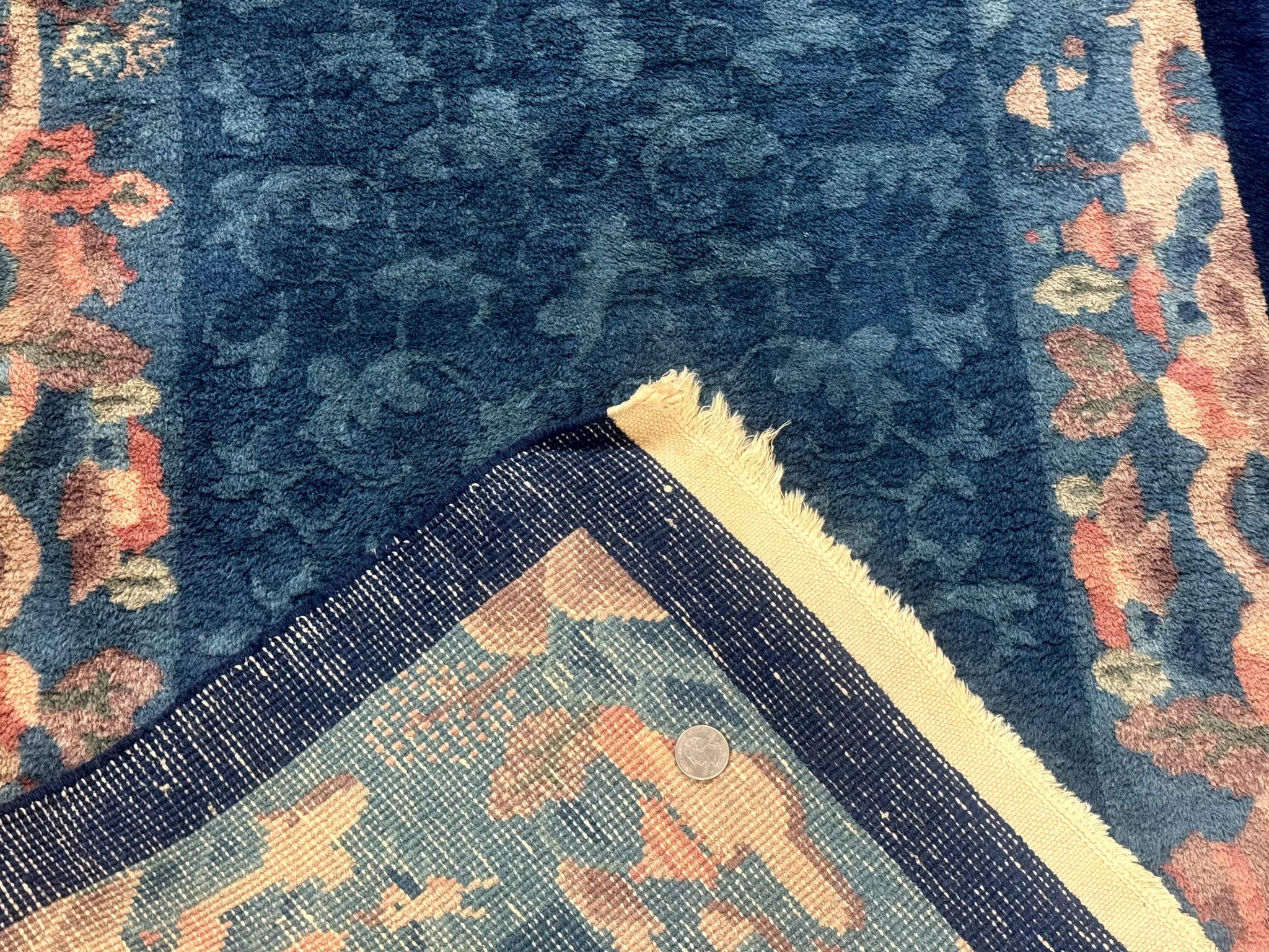 Blue Chinese Wool Rug 2.5 x 4, Peking Rug, Fete Rug, Semi Antique Chinese Carpet by Jewel Rugs