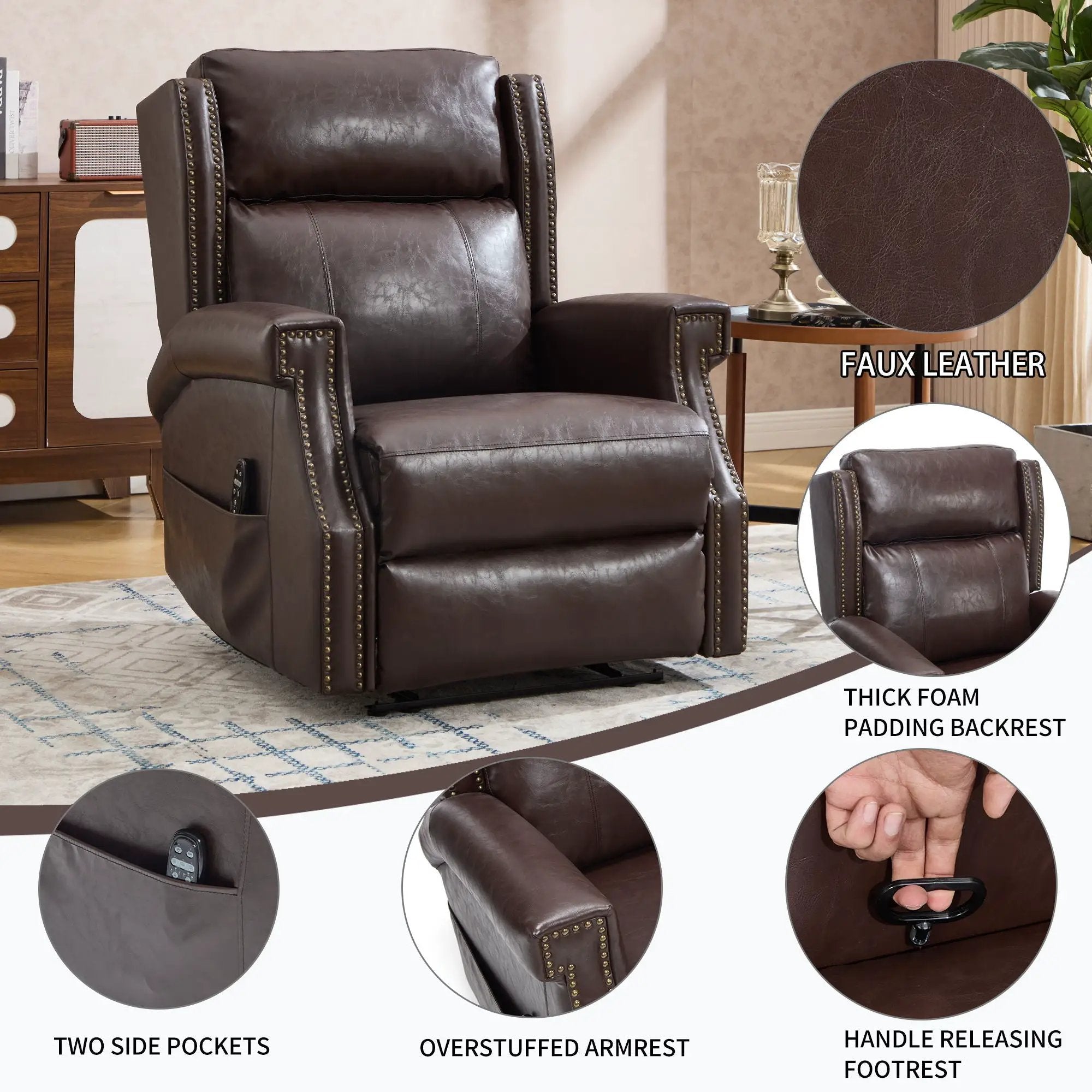 Manual Recliner Chair With Heavy Duty Motion Mechanism, 8 Vibrating Nodes And 3 Massage Modes For Living Room by HouseOfZazla