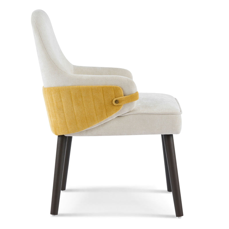 Indoor Dining Chair Set of 2 with Sturdy Frame - Beige / Yellow by HouseOfZazla