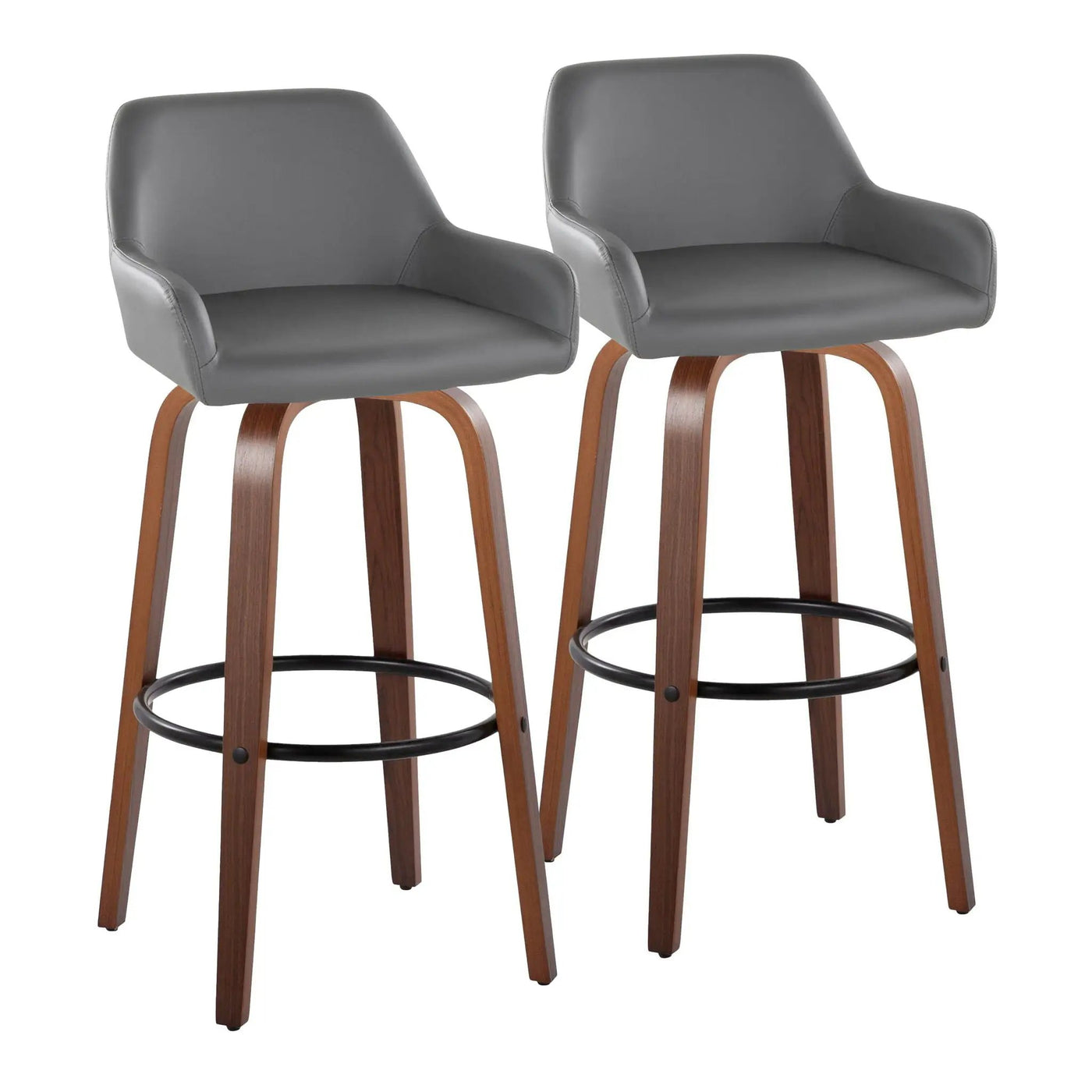 Daniella - Contemporary Fixed Height, Barstool & Swivel And Round Footrest (Set of 2) by HouseOfZazla