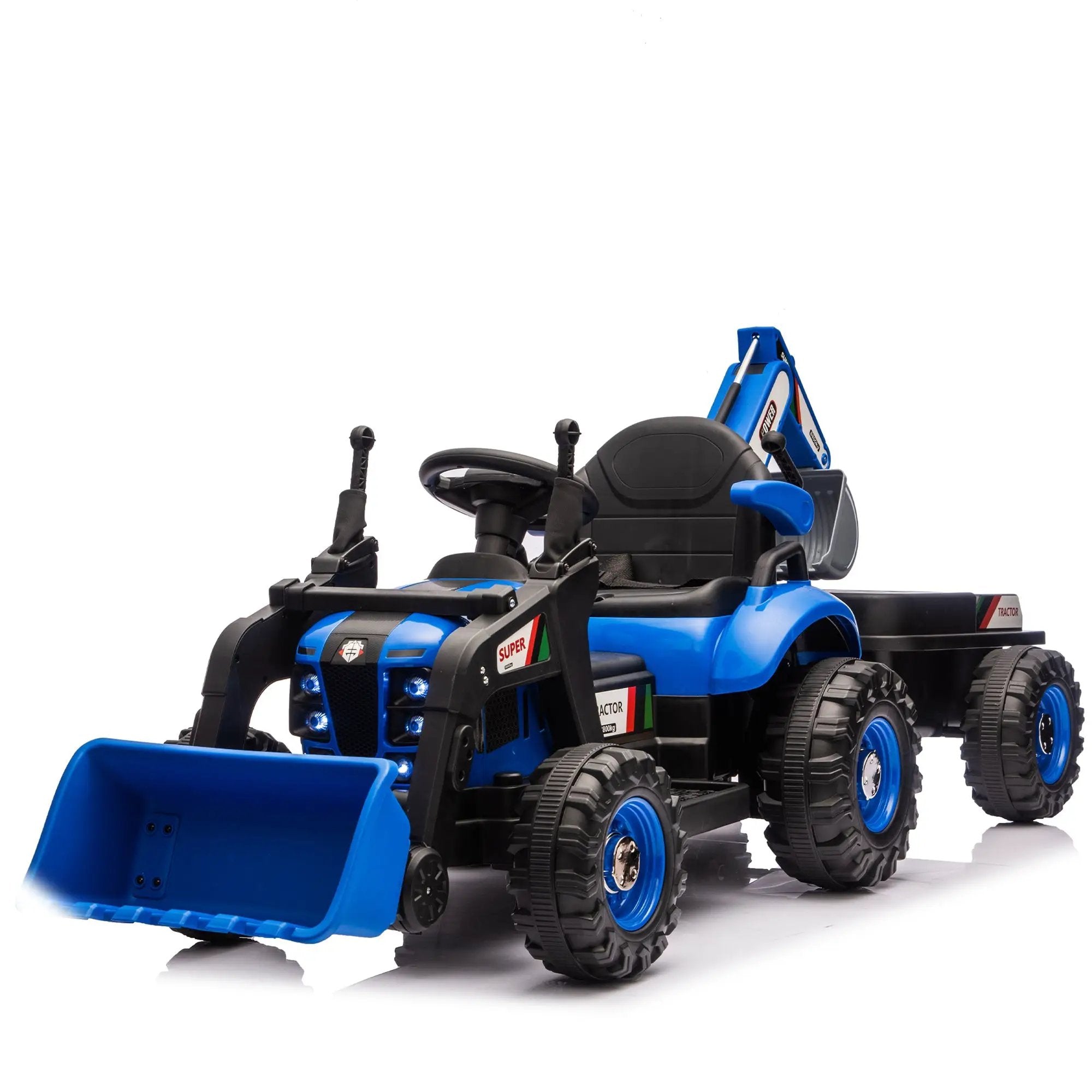 24V Kids Ride-On Electric Tractor Toy with 4-in-1 Construction Attachments by HouseOfZazla