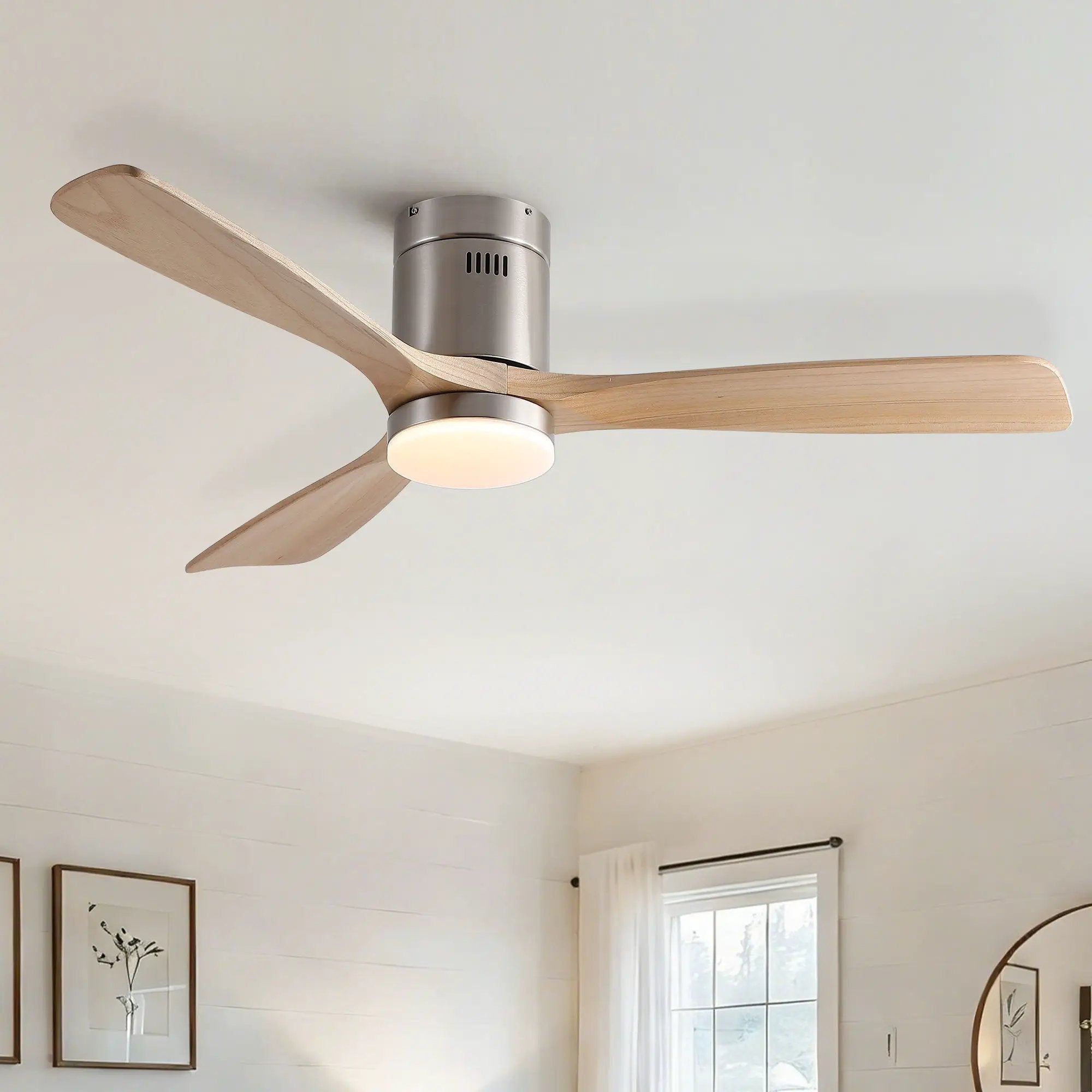 Low Profile Flush Mount Intergrated LED Ceiling Fan With Light And Silent Reversible Motor by Unique Piece Furniture