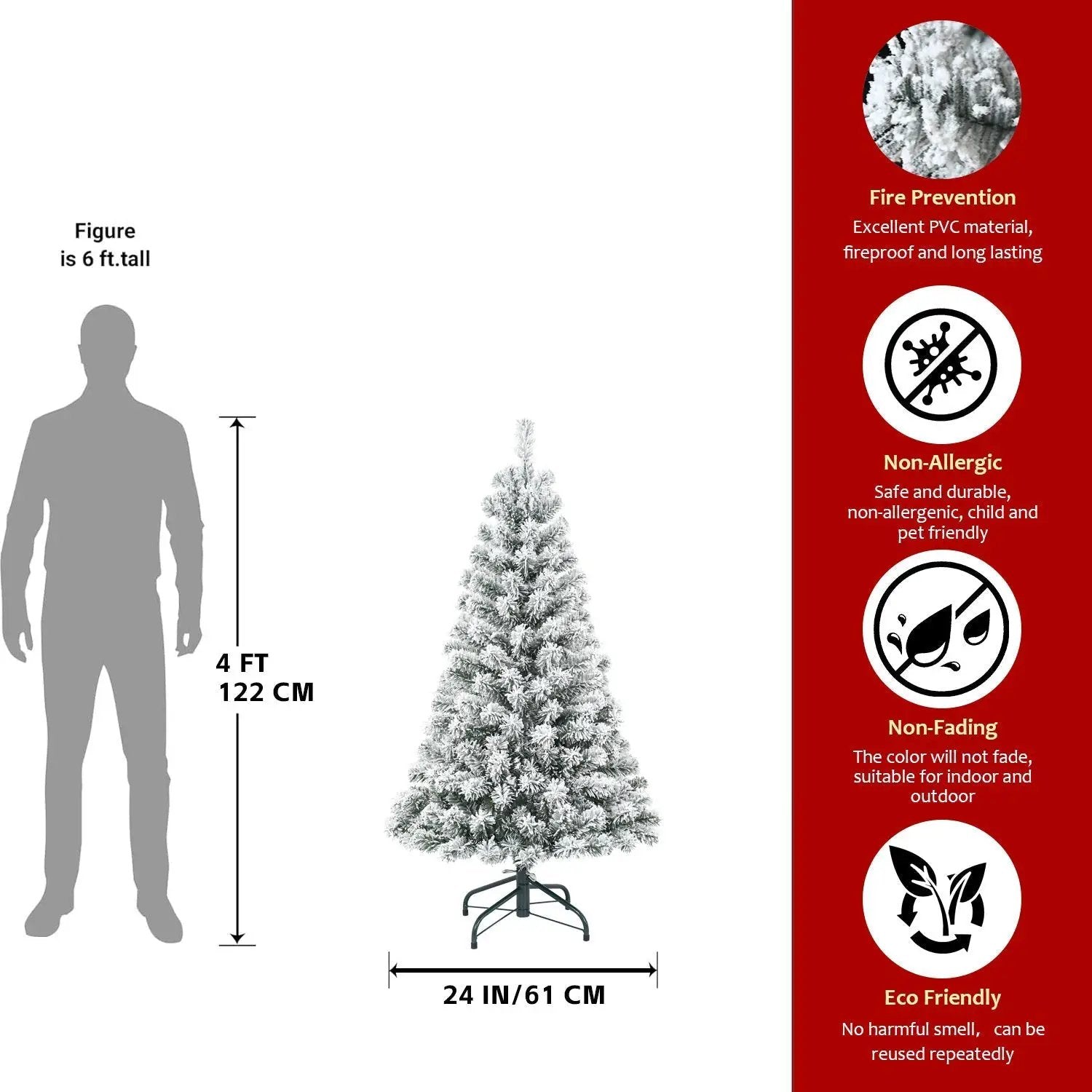 4FT Flocked Christmas Tree with 233 Tips by HouseOfZazla