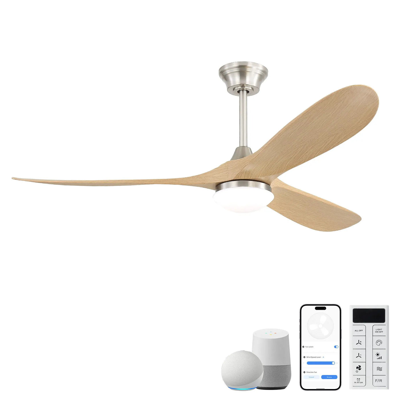 Smart Ceiling Fan With Lights, 3 Blades, Reversible Quiet DC Motor For Indoor by HouseOfZazla