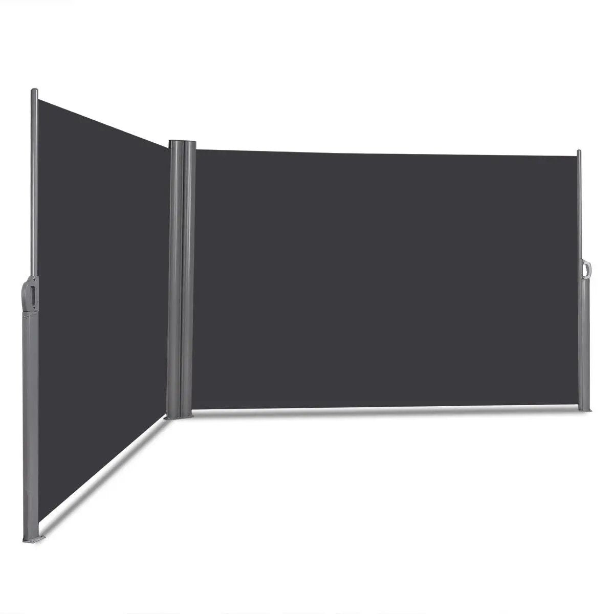 237 x 63 Inch Patio Retractable Double Folding Side Awning Screen Divider by DirectDeals