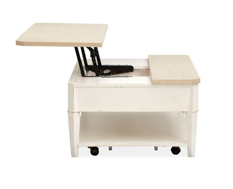 Echo Isles - Lift Top Storage Cocktail Table With Casters - Sea Pearl And Driftwood by Unique Piece Furniture
