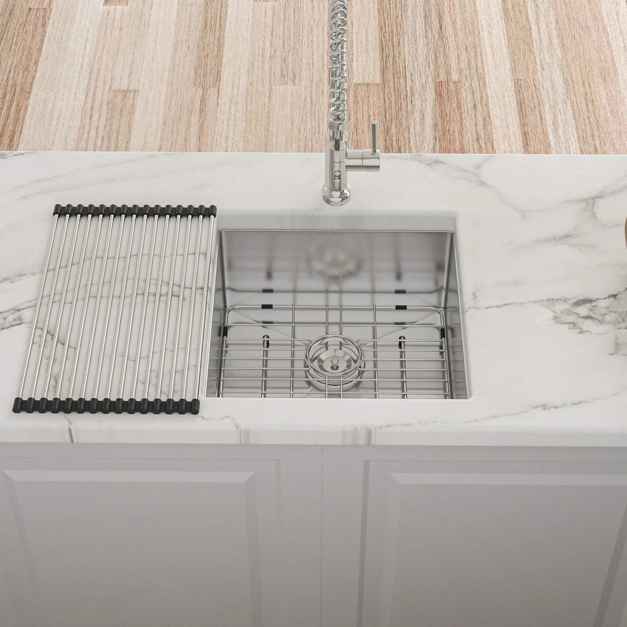 Modern Undermount Stainless Steel Kitchen Sink 16 Gauge, Deep Single Bowl by HouseOfZazla