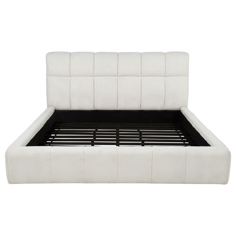 Nollet 48-inch Upholstered Eastern King Platform Bed Cream by Unique Piece Furniture