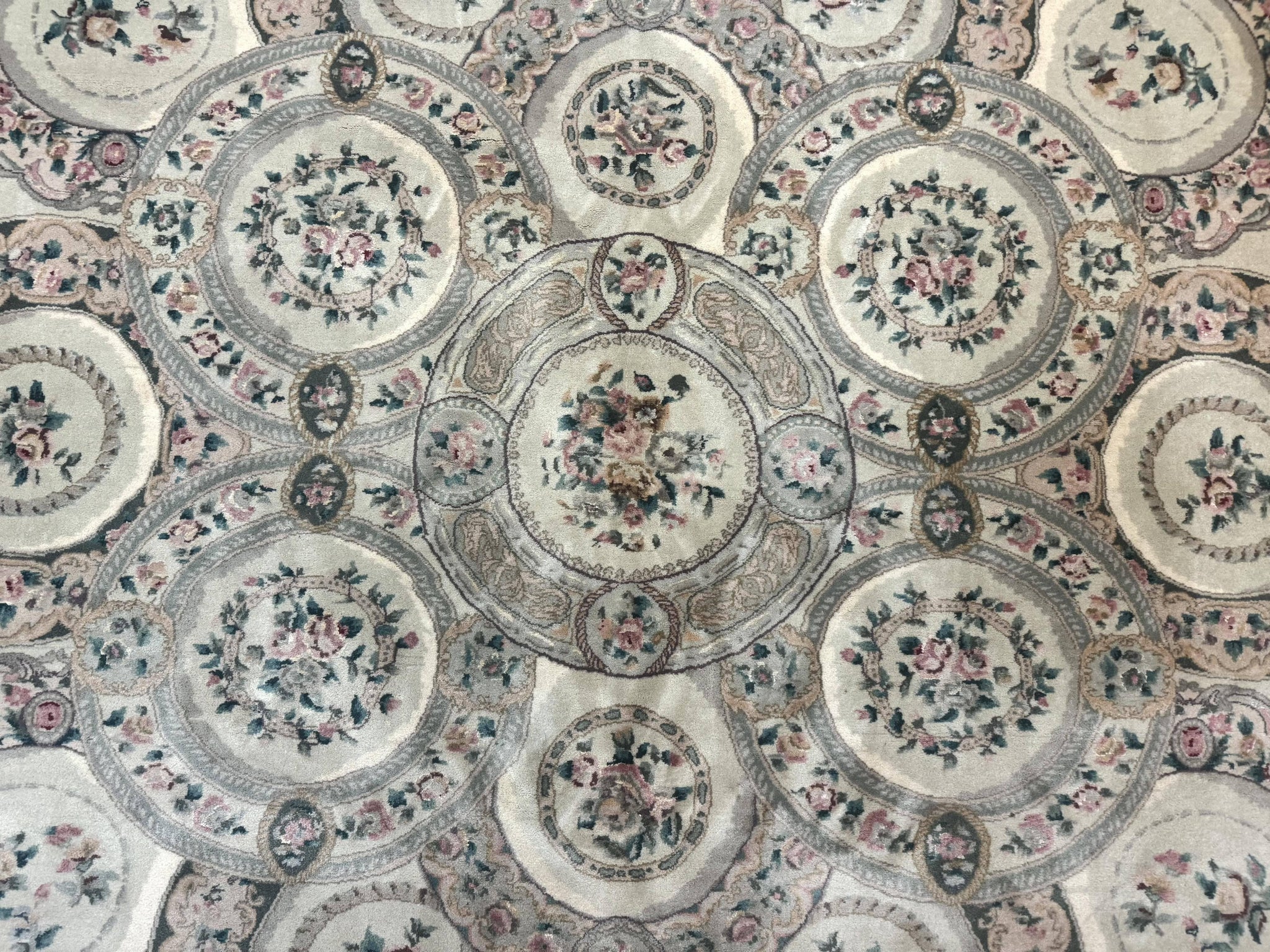 Pak Persian Rug 9x12, Wool with Silk Highlights, European Design, Floral, Green by Jewel Rugs