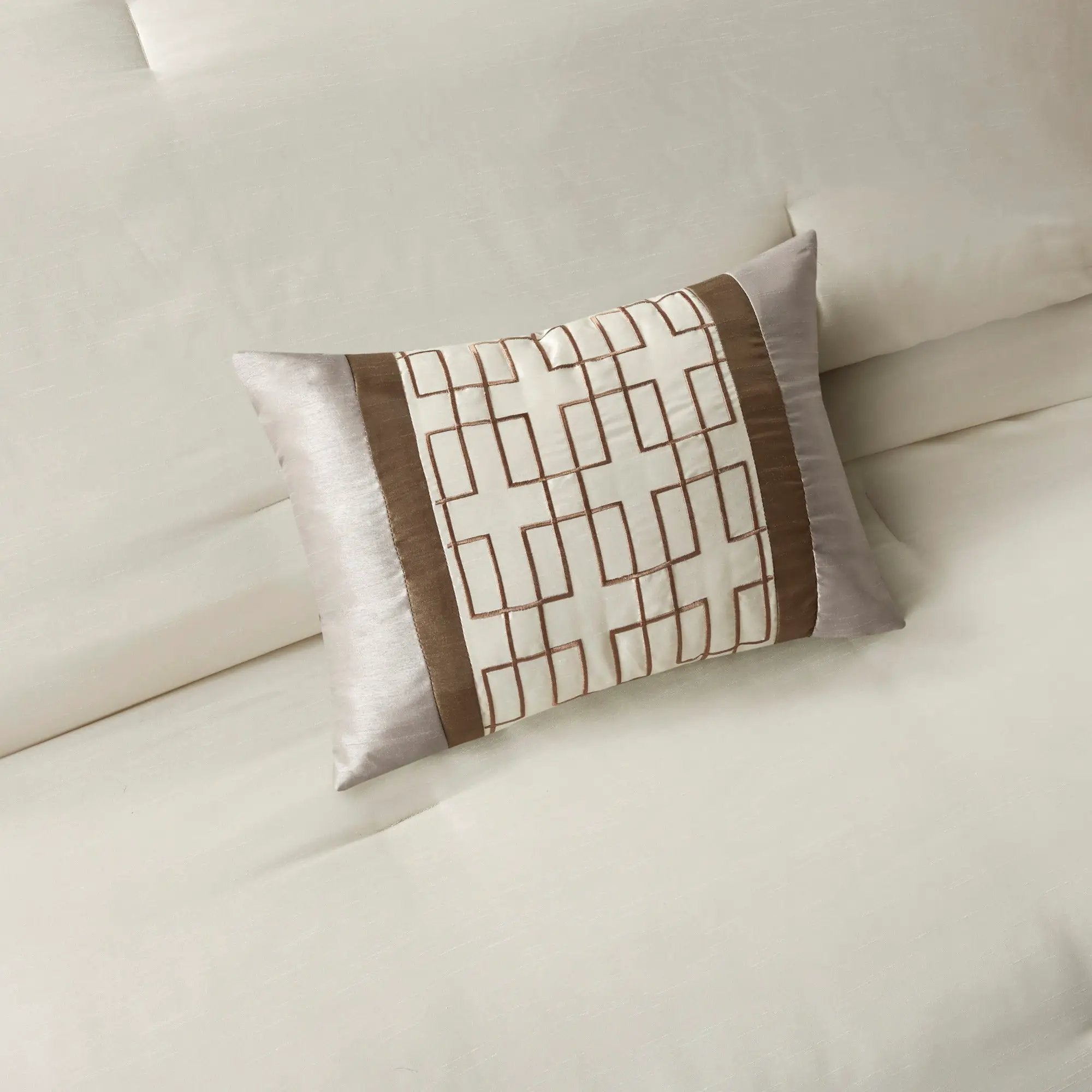 7 Piece Comforter Set Taupe/Brown Queen by HouseOfZazla
